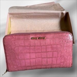 Miu Miu Zip Around Wallet Pink Croc embossed- with Box GUC